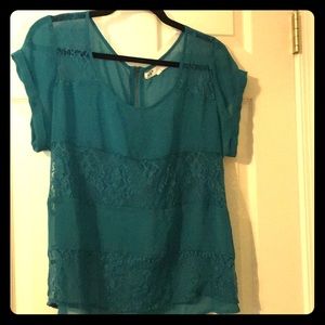 Zipper back lace top